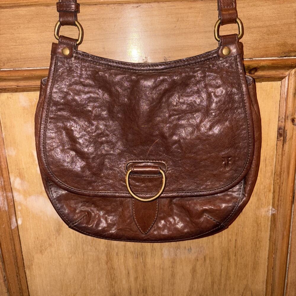 Vintage One Of A Kind FRYE Purse Saddle Bag Brass Handle Leather